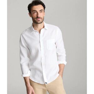 UNTUCKit 100% Linen Button Down Shirt White Long Sleeve Wrinkle Resistant XL Tal